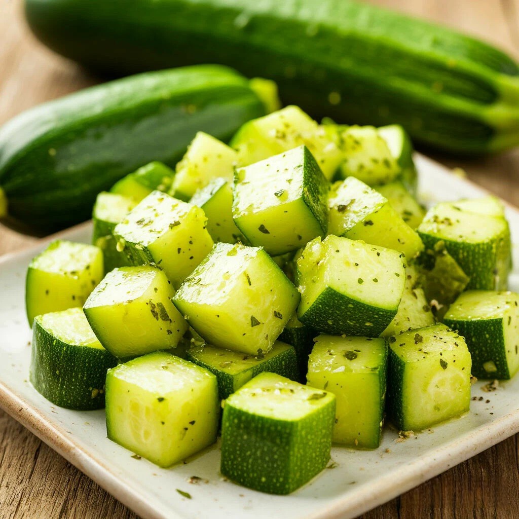 Кабачки кубиками для рагу и супов.