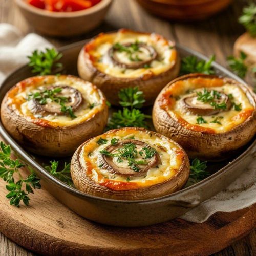 Лёгкий рецепт к новогоднему столу: Шампиньоны, запечённые со сливочным сыром