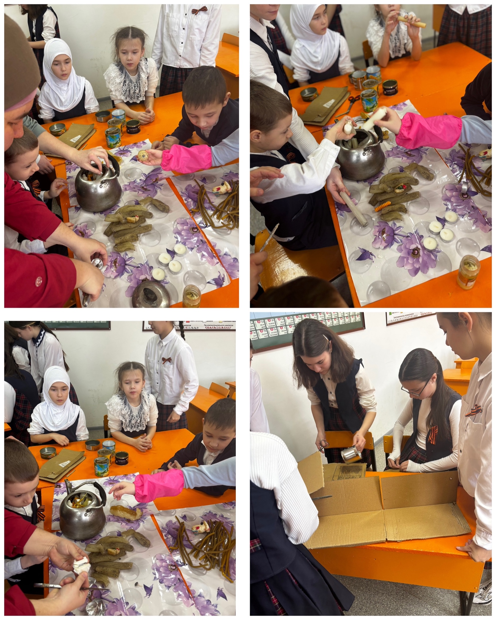Учащиеся Кукморской средней школы №4 изготовили окопные свечи из вторсырья