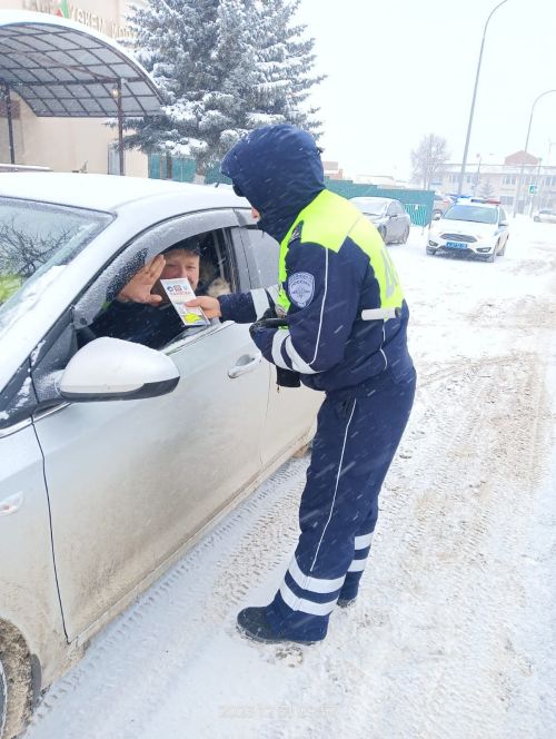 В Кукморе автоинспекторы поздравили водителей с наступающим Новым годом и напомнили о ПДД