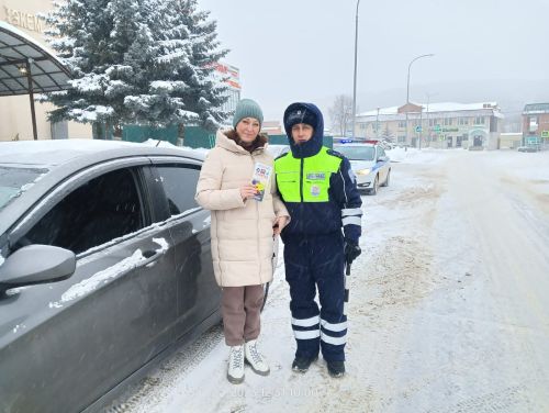 В Кукморе автоинспекторы поздравили водителей с наступающим Новым годом и напомнили о ПДД