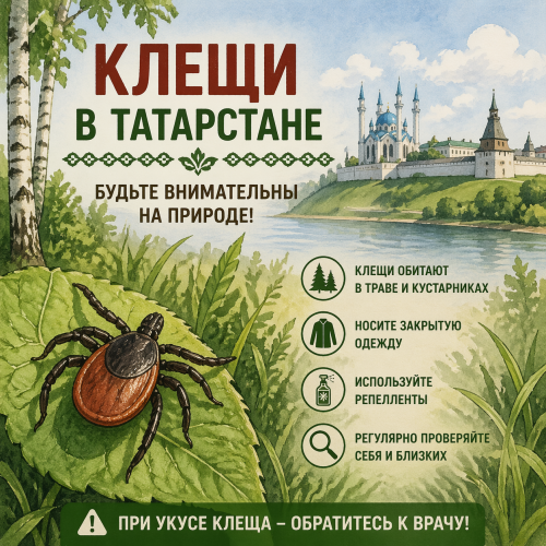 Как уберечься от клещей весной: Рекомендации врача-эпидемиолога Кукморской ЦРБ