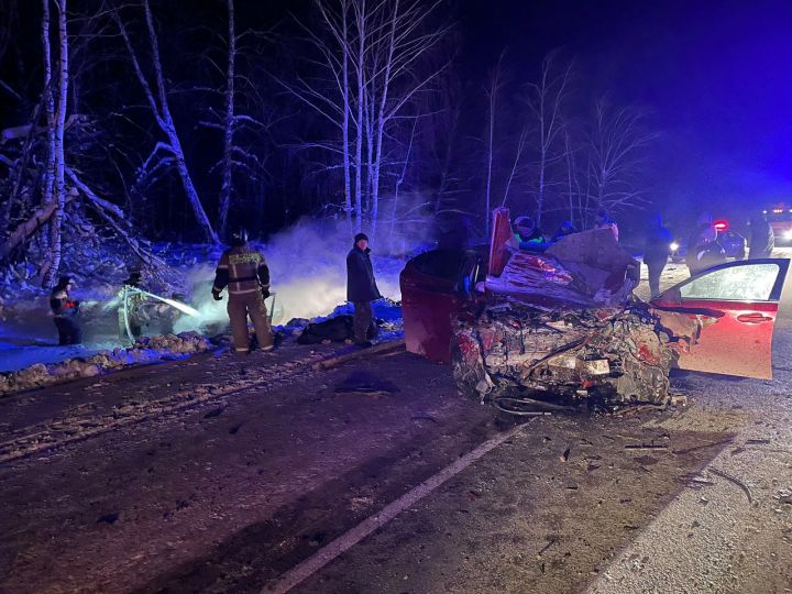 В Татарстане «Лада» загорелась после столкновения с Lexus, погибло два человека