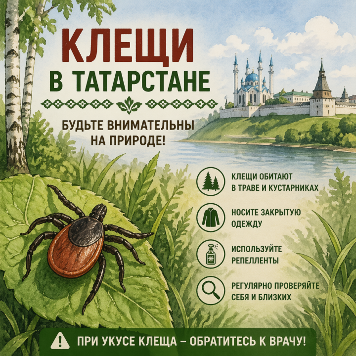 Как уберечься от клещей весной: Рекомендации врача-эпидемиолога Кукморской ЦРБ